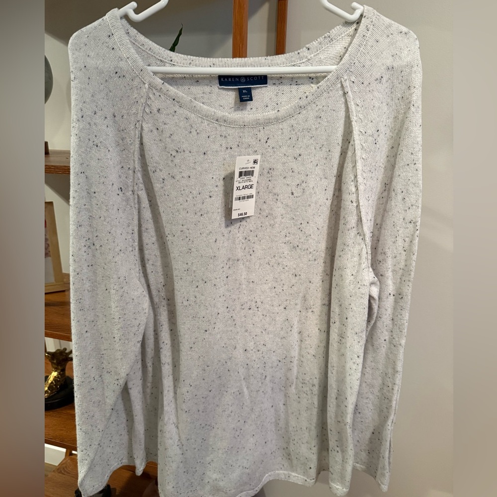 Karen Scott Cream Speckled Knit Top